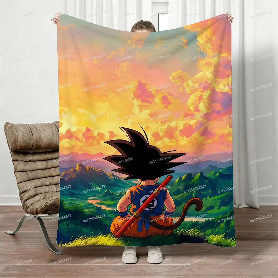 2026 Hot Dragon Ball Goku Blanket All Season Universal Parent-Child Throw Blanket Flannel Warm Home Bedroom Sofa Travel Blanket