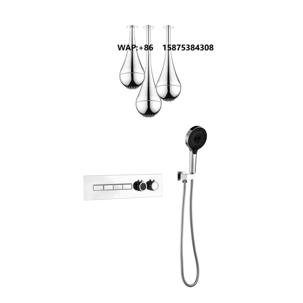 Atmosphere Light Water Drop Shower Set Accessories Wall Mounted Shower Head Set Rainfall Shower System Bathroom