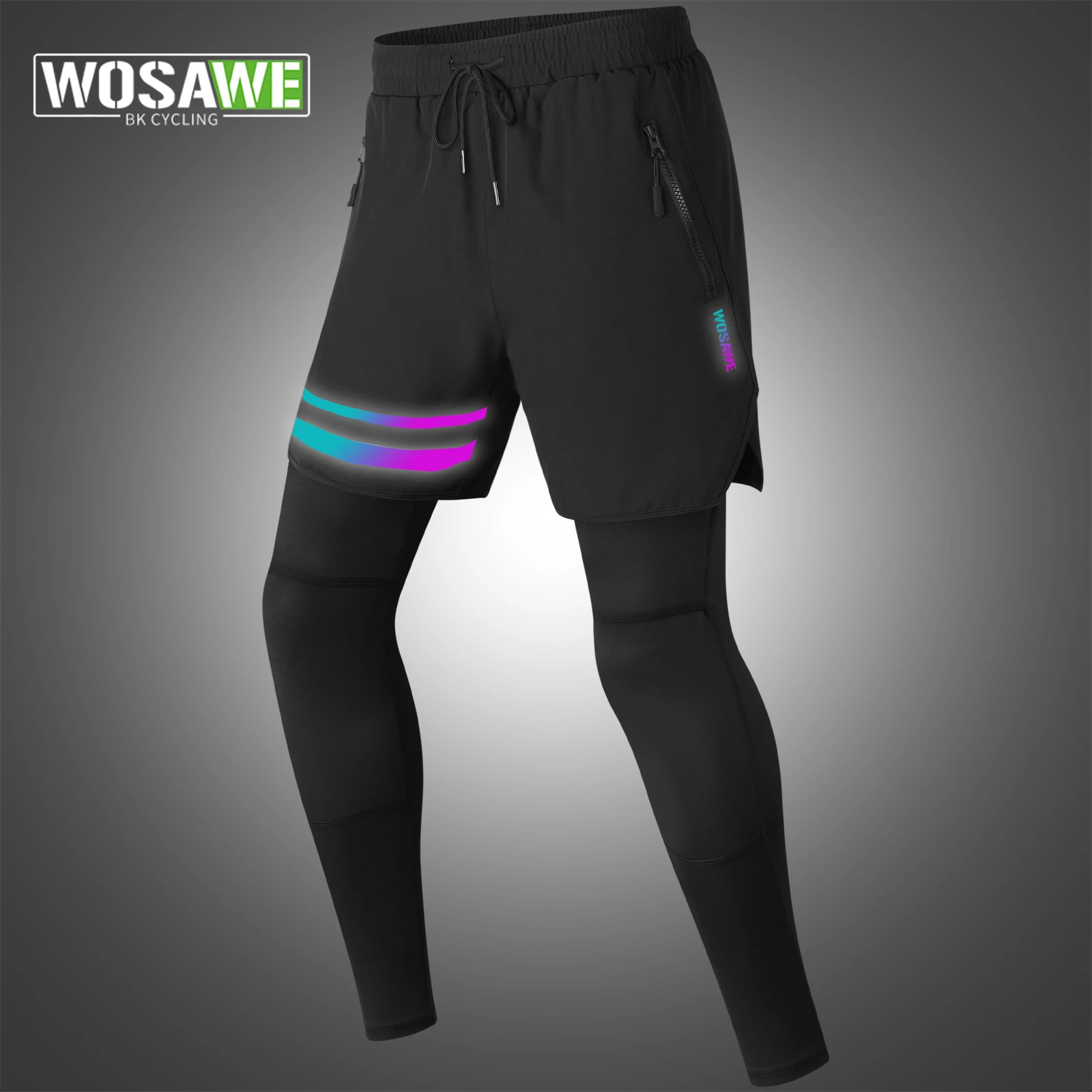 WOSAWE Men Running Trouser 2 In 1 Training Basketball Legging Fitness Sweatpant With Pockets Motorcycle Trousers for women