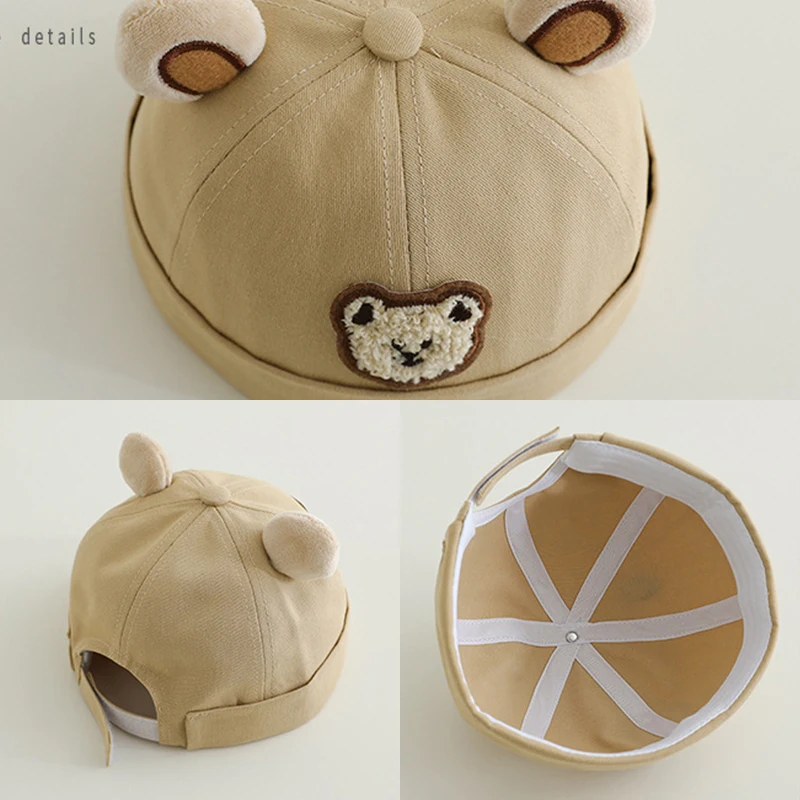 หมีน่ารักเด็ก Brimless หมวกการ์ตูนเด็กวัยหัดเดินโดม Melon หมวก 1-3 ปีเด็กหญิงฝ้ายหมวก Bonnet ฤดูใบไม้ผลิเด็ก Docker หมวก