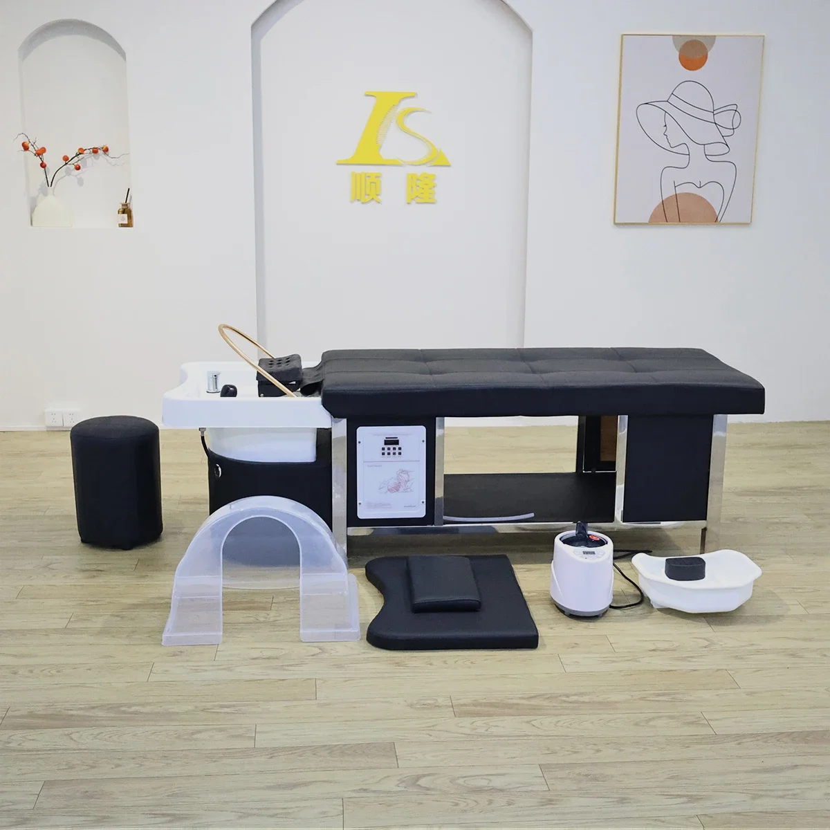 شين شنغ طاولة التدليك سرير التدليك الشامبو سرير رئيس سبا صالون الأثاث معدات غسل الشعر العناية بالجمال وسادة أريكة تتحول لسرير
