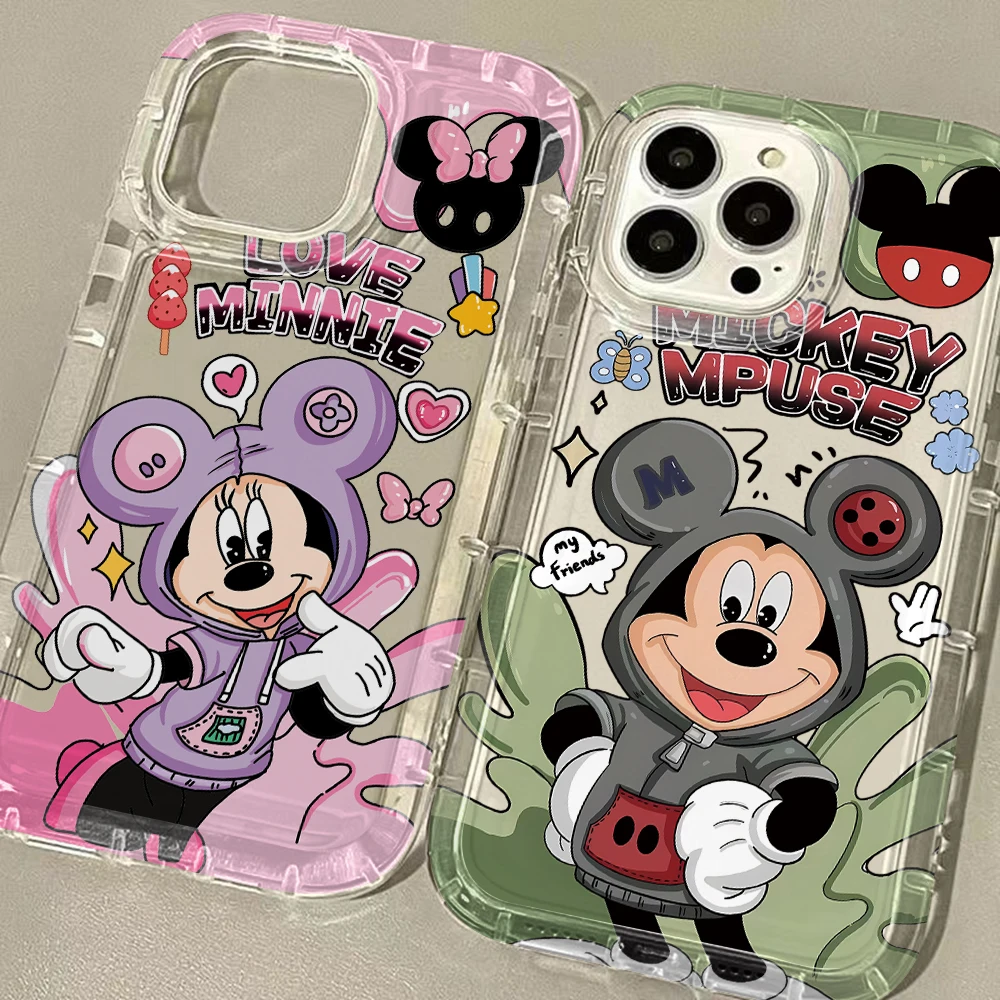 Прозрачный чехол для телефона с парой Микки и Минни Маус для iPhone 17 Air, 16, 16e, 15, 14 Plus, 13, 12, 11 Pro Max, X, Xs, XR, 8