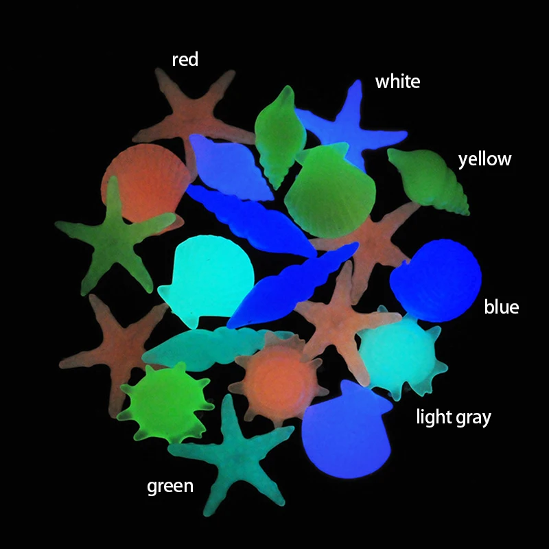 20 piezas accesorios DIY para acuario, decoración de jardín, concha luminosa, adornos de estrella de mar, decoración de pecera al aire libre