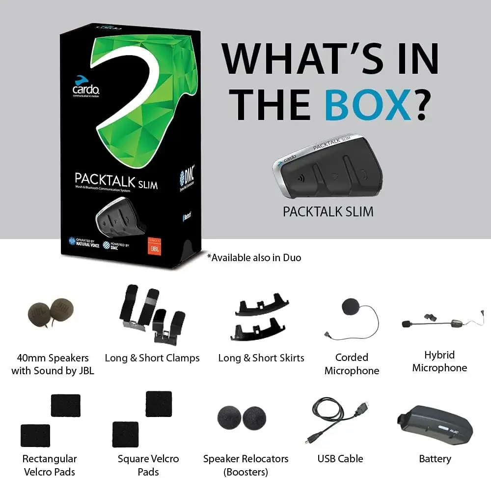 PTS00001-Pacalk Slim motocicleta Bluetooth comunicação sistema auricular, preto, único pacote