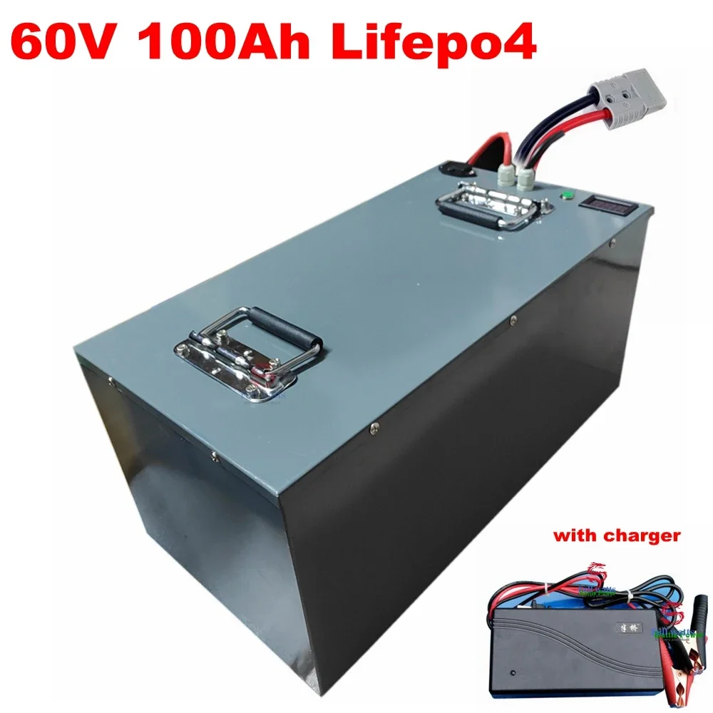 

60V 100AH lifepo4 lithium battery BMS lithium bateria for scooter Inverter EV bike Tricycle caravan EV + 10A charger