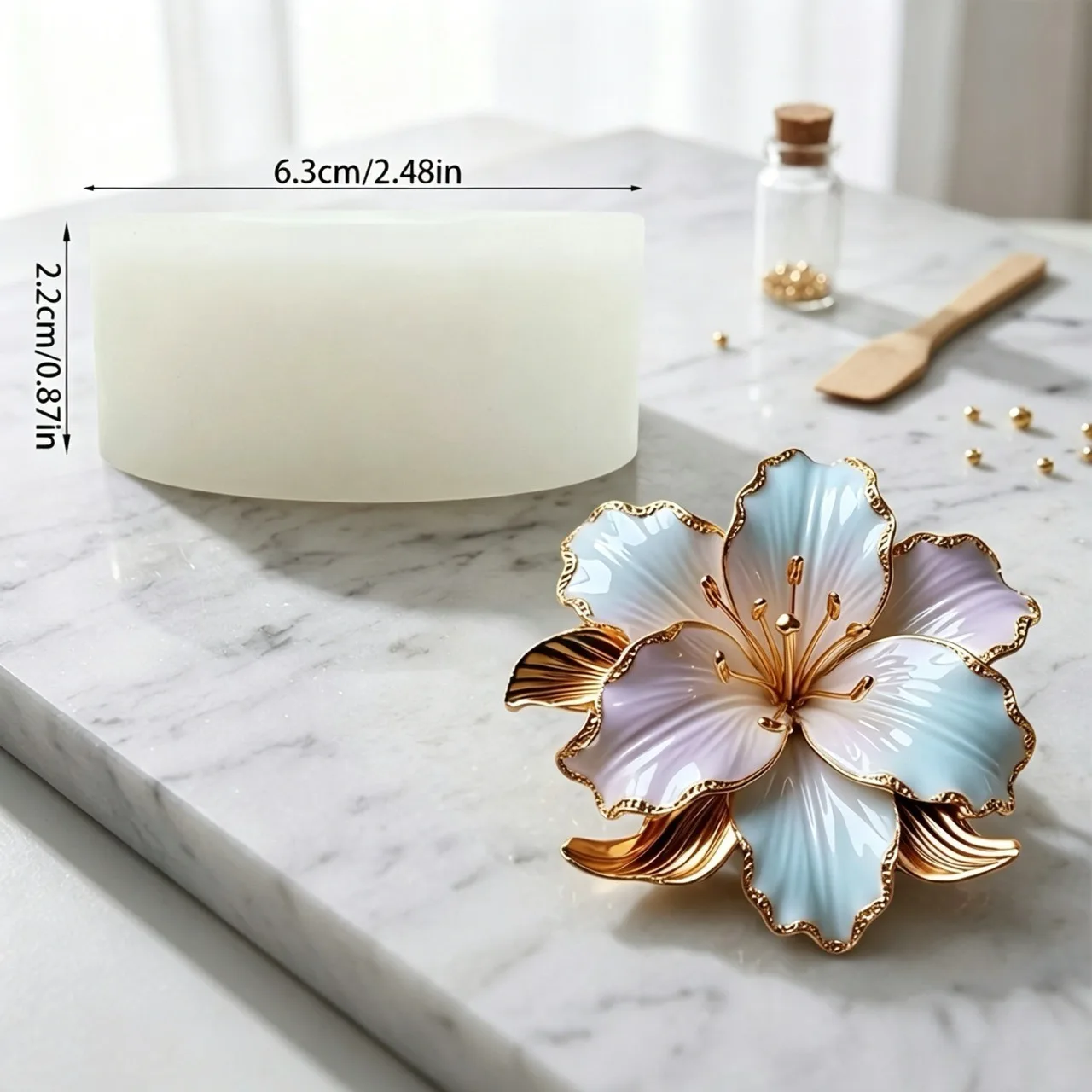 3D Lily Flower Shaped Silicone Mold, Suitable for Handmade Scented Candles, Resin Crafts, Soap, Plaster, and Clay, Is an Ideal Choice for Home Decoration, Valentine's Day, and Wedding Gifts