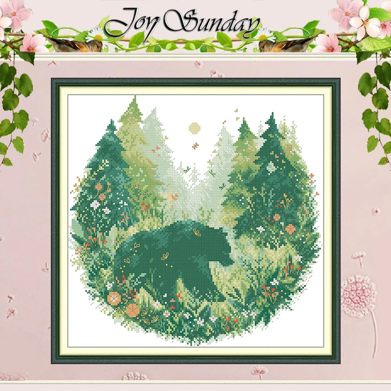 

Forest Bear Animals Patterns Counted Cross Stitch Set DIY 11CT 14CT 16CT Stamped DMC Cross-stitch Kit Embroidery Needlework