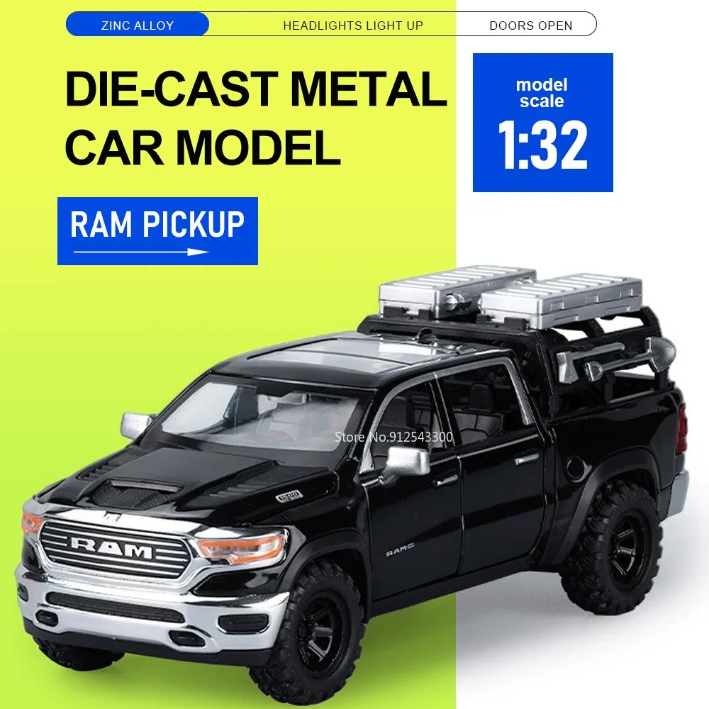 

1:32 Scale Ram Mammoth 6X6 Car Model Toy Doors Opened Sound Light Cars Pull Back Alloy Body Models for Children Special Presents