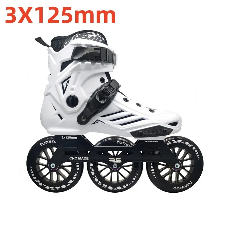 Inline Skate Shoes,3*125mm Big Wheel For Downhill Street Road Fast Speed Roller Skating 125mm Adults Rolling Sneakers 35-44