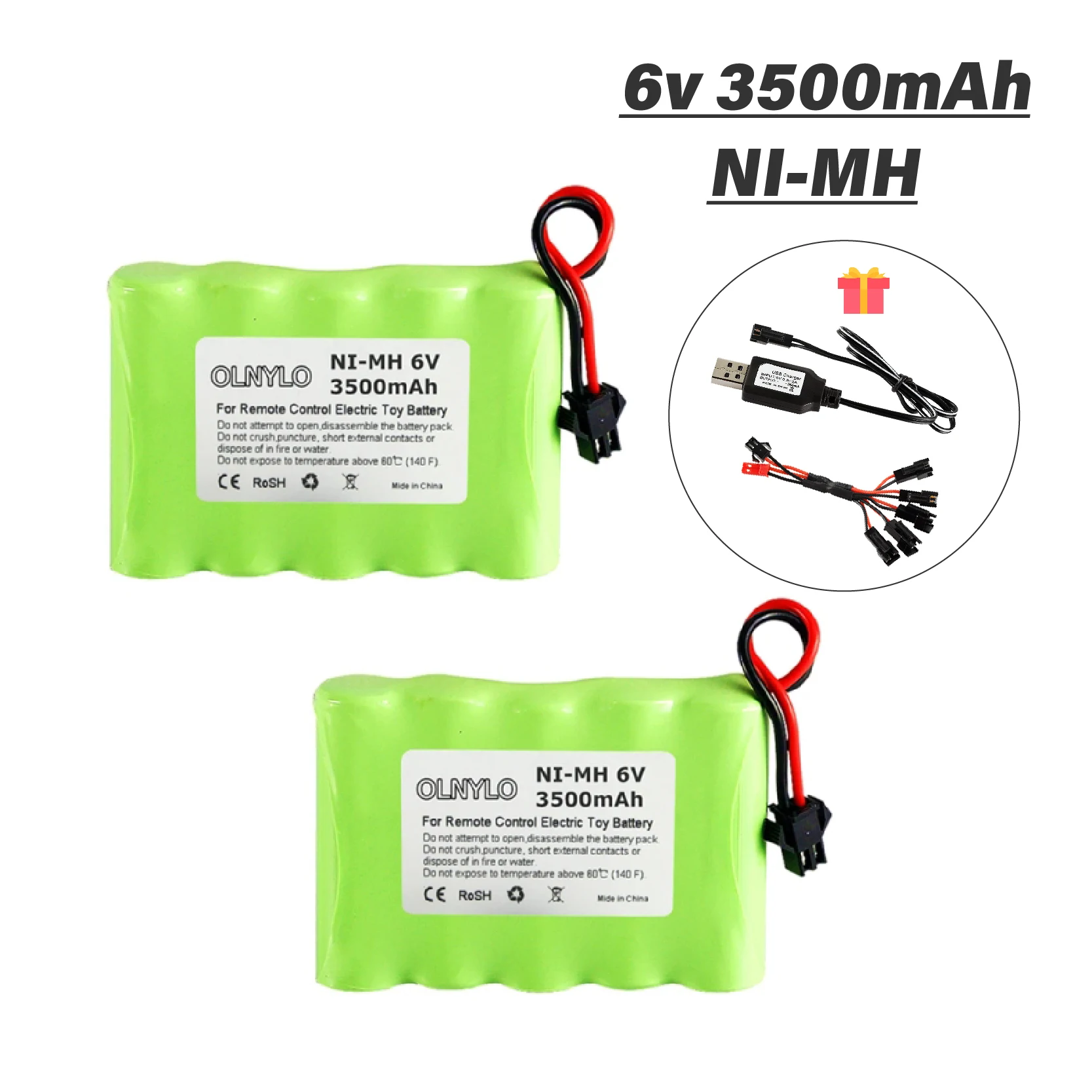 6v 3500mAh Ni-MH Battery Pack and Charger Rc toys Cars Tanks Robots Boats Guns 5* AA 6v Rechargeable Battery Pack SM Plug