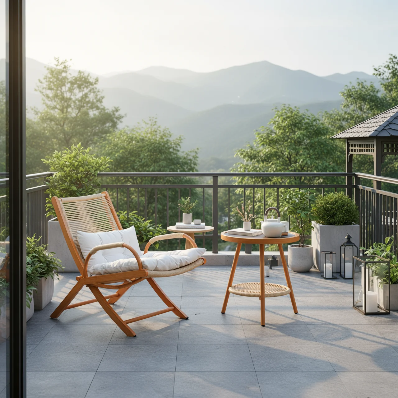 Modern Foldable Alloy Reclining Chair Weatherproof Side Table Portable Eco-Friendly Lightweight For Balcony Outdoor Use Patio