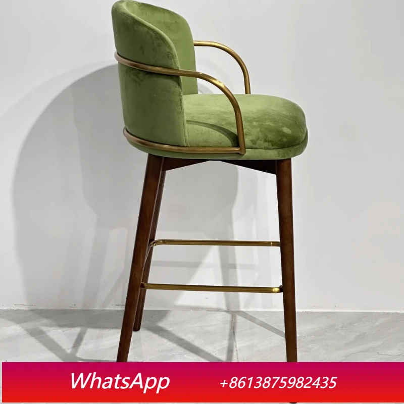 

LT Nordic Light Luxury Reception High Chair Simple Modern Leisure Bar Chair Front Desk Solid Wood Chair