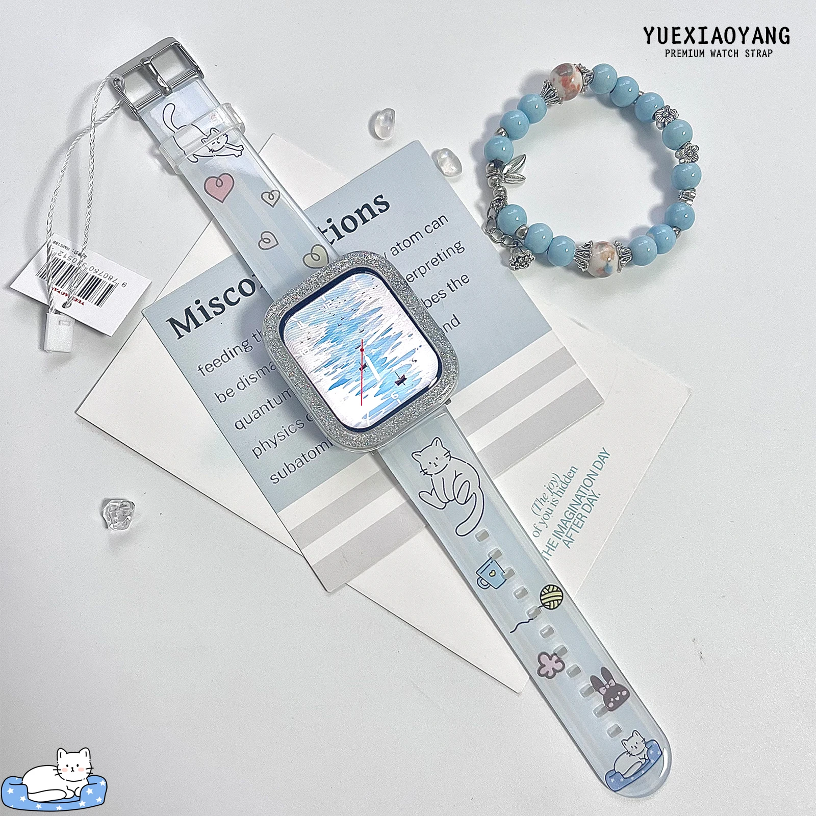愛らしいペットパーク柄のApple Watch 10/9/8対応プリントストラップ、iWatch 46mm/42mm/41mm/40mm用交換可能なブレスレット/ウォッチバンド