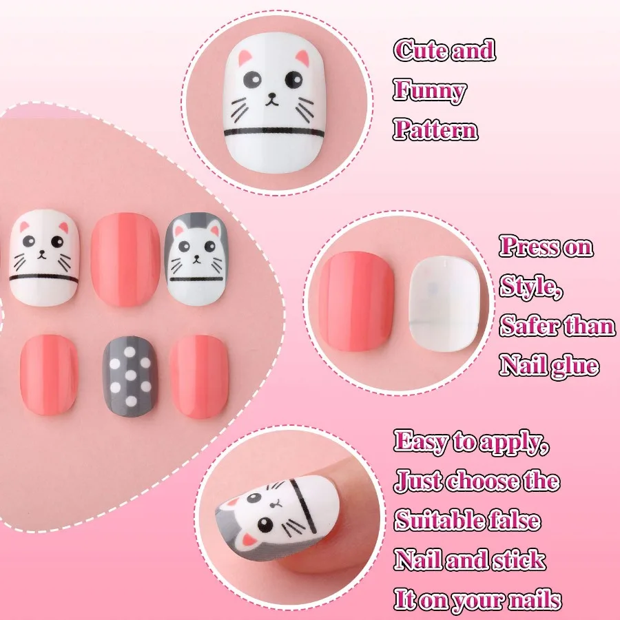 120 peças imprensa em unhas falsas unhas artificiais meninas capa completa curto unhas falsas para meninas design decoração doce menina
