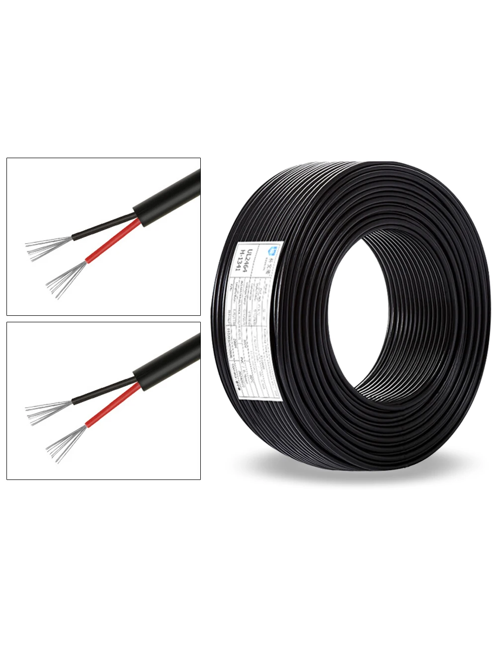 Câble de veste en PVC UL2464-2Cores 28-16AWG 1-50m, fils électriques, cordon d'alimentation 24V, fil Flexible noir, fil de cuivre étamé