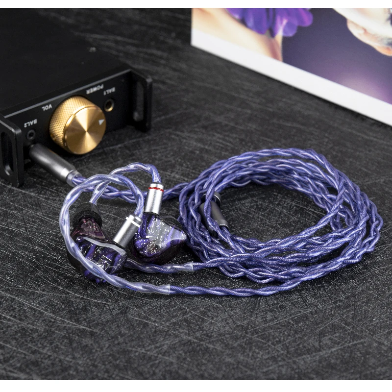 KBEAR Neon High-purity OFC Quad-cross IEM Headphone Cable 4 Core 3.5/4.4MM Balanced Replaceable HiFi Woven Structure