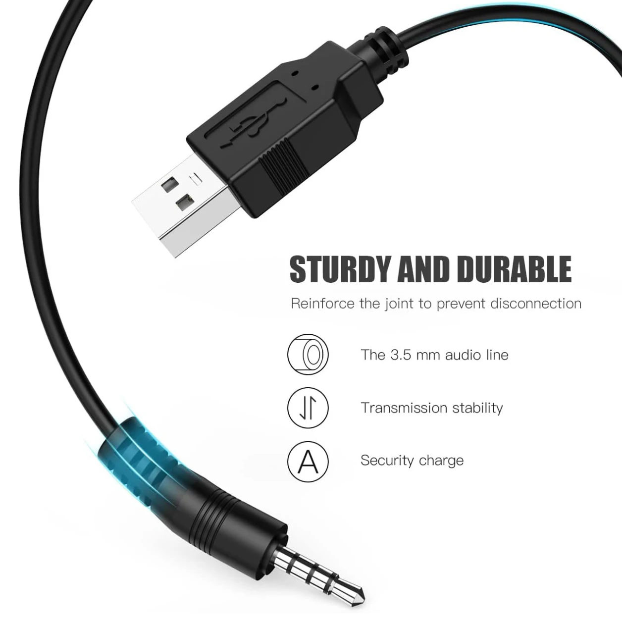 USB إلى ، شاحن مزامنة بيانات ، نقل كابل Aux سلك الصوت لمشغل MP3 ، سماعة رأس ، سلك مكبر صوت للسيارة
