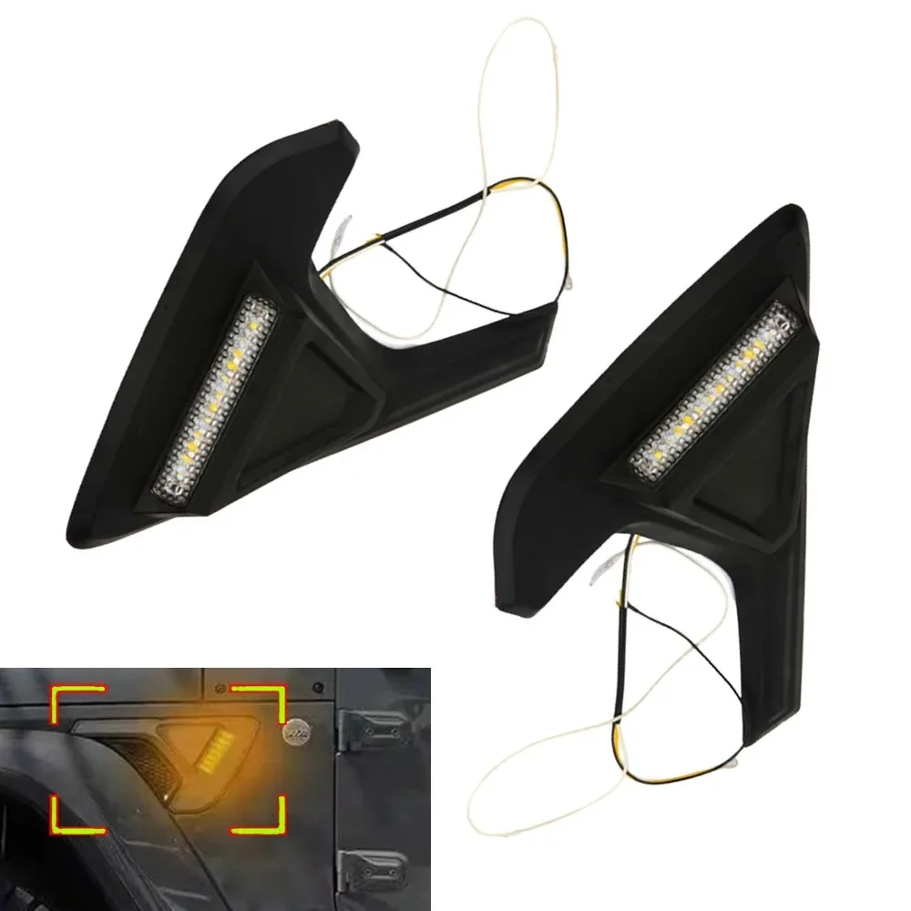 Car LED Side Fender Marker Light For Jeep Wrangler JL JLU 2018+ Gladiator JT Dynamic Turn Signal Working Light