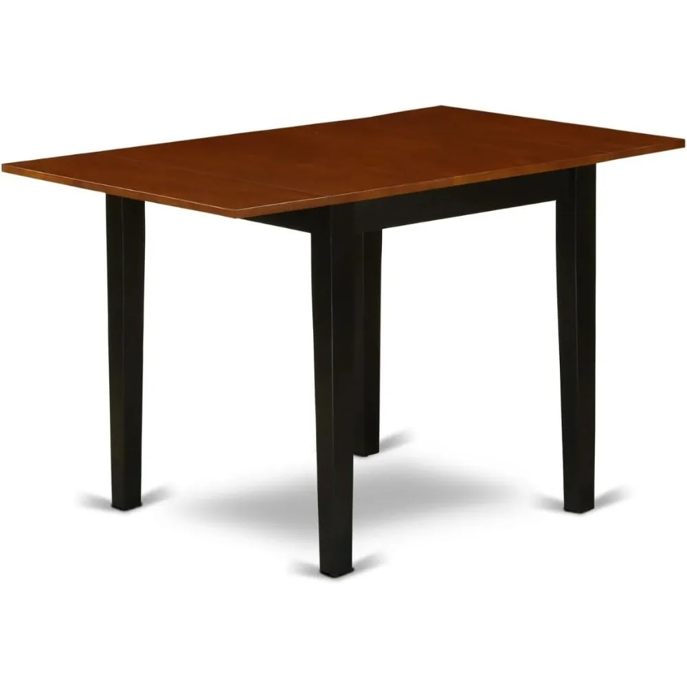 NDT-BCH-T Norden Modern Dining Table - a Rectangle Kitchen Table Top with Dropleaf & Stylish Legs, 30x48 Inch, Black & Cherry