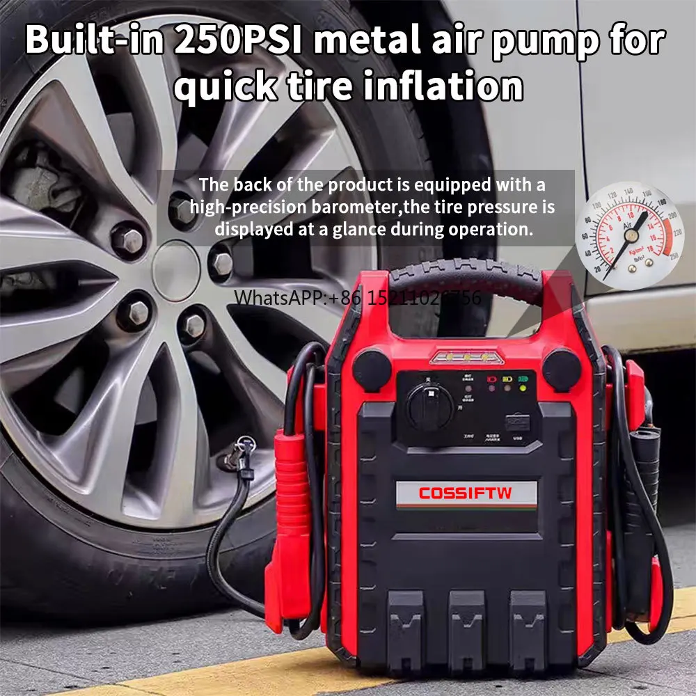 12v/24v Emergency Start-up Rescue Power Electric Station Car Jump Starter Power Bank With Air Compressor