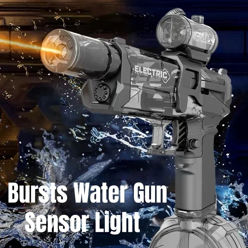 Bursts Electric Water Gun Simulated Flame High Pressure Automatic Waterguns Summer Outdoor Beach Pool Fight Games Toys Kids Gift