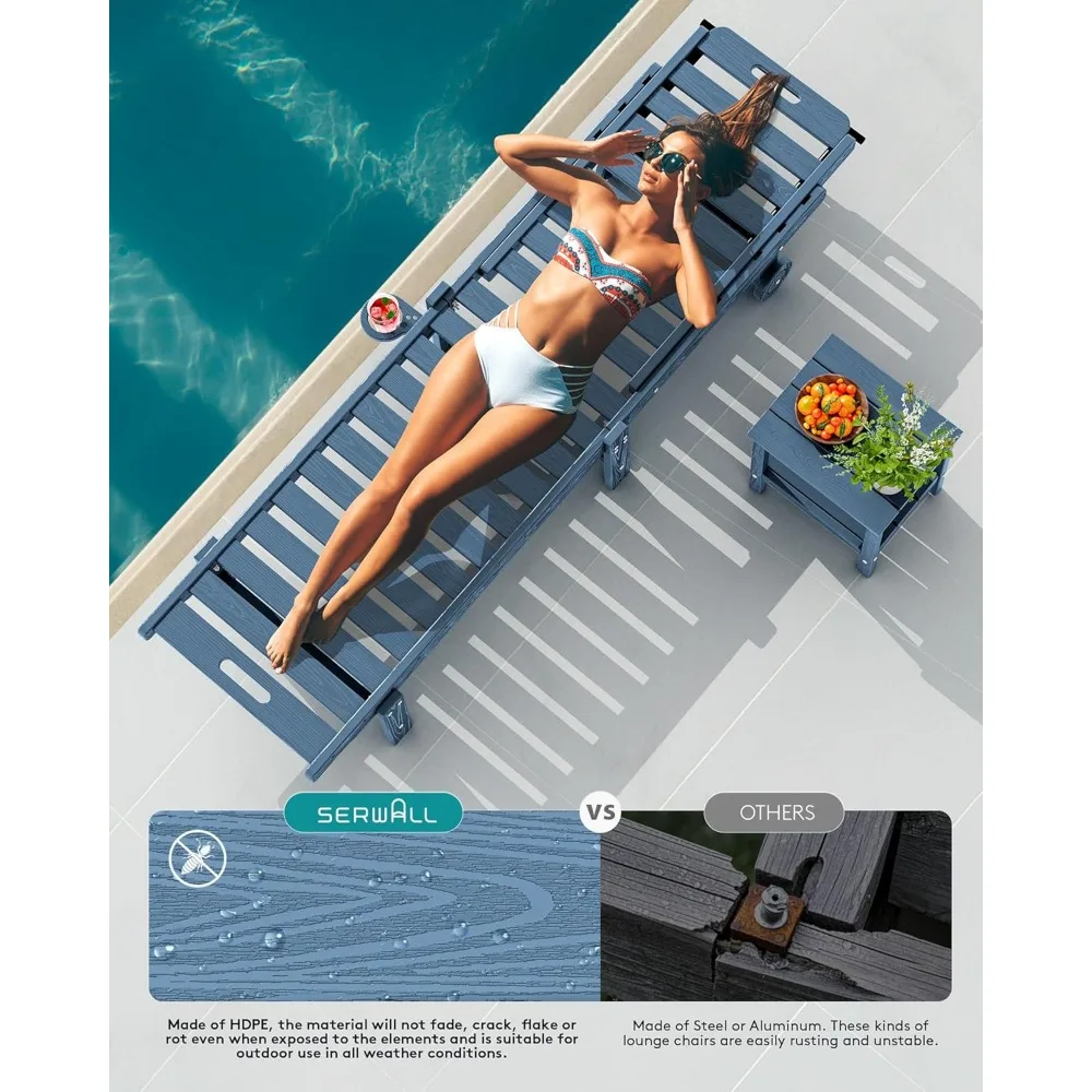 Регулируемый 5-позиционный шезлонг для патио, длина 78, материал HDPE, удобная мебель для загара