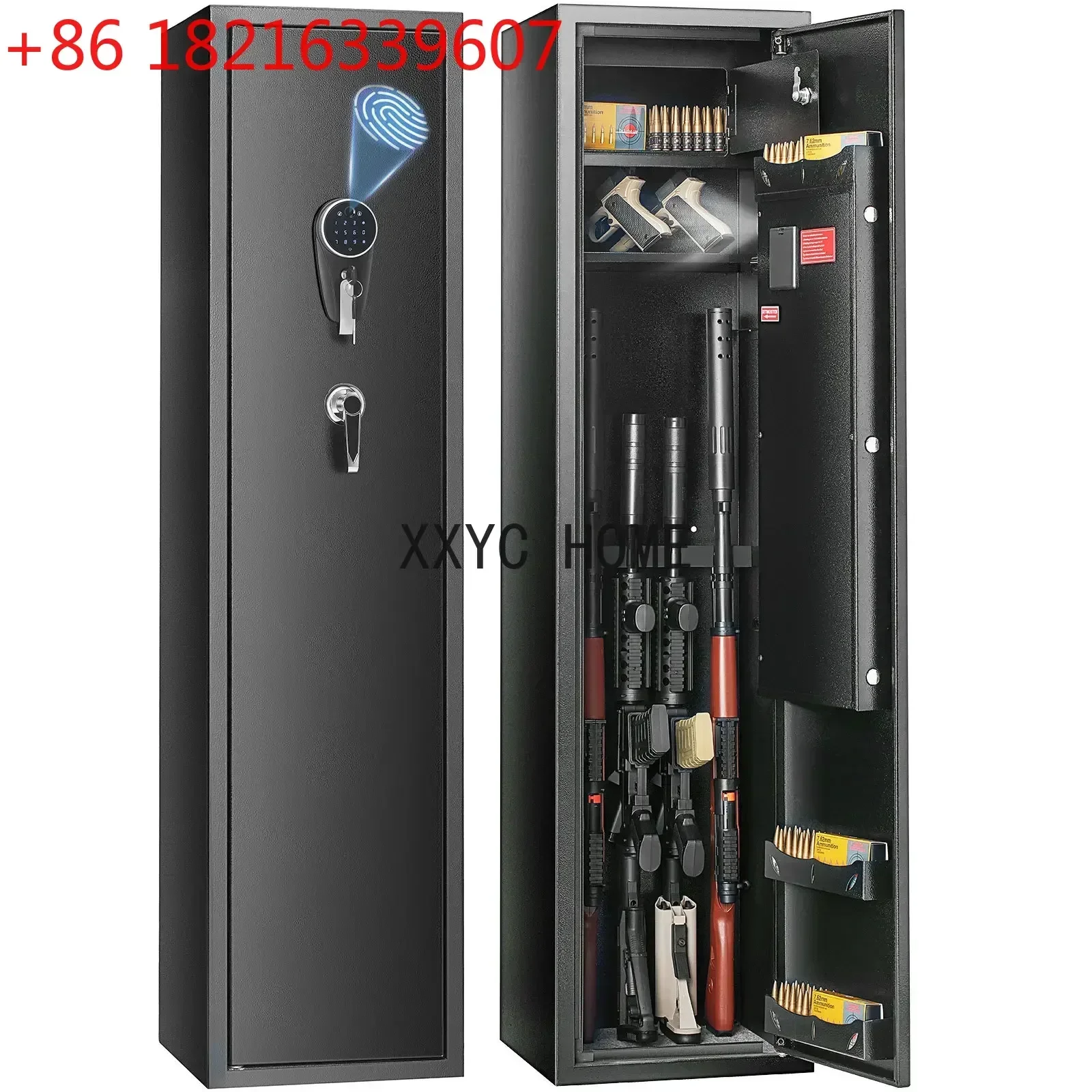 TAO TAO 5/6 Gun Safe,Gun Security Cabinet W/ Fingerprint & Digital Keypad Lock, Gun Storage Cabinet With Built-in Storage Locker