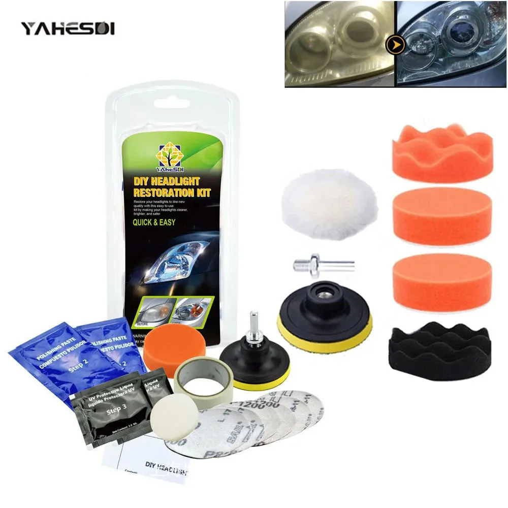 

Car Headlight Restoration Kit Refurbish Tool Headlamp Lens Restoration Scratch Repair Cleaning Paste Light Lens Polisher