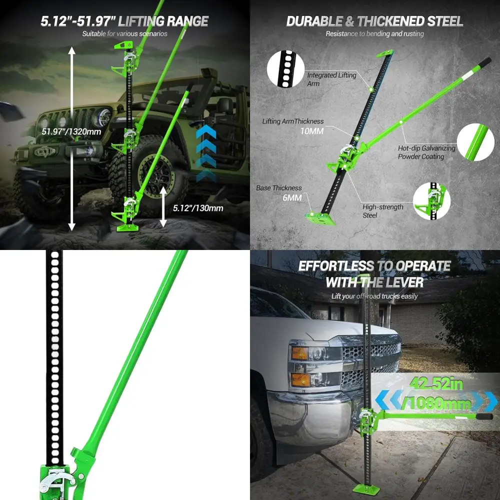 

Сверхмощный домкрат F-образного рычага с храповым механизмом для внедорожников, высота подъема 5,12–52 гг., емкость 3T