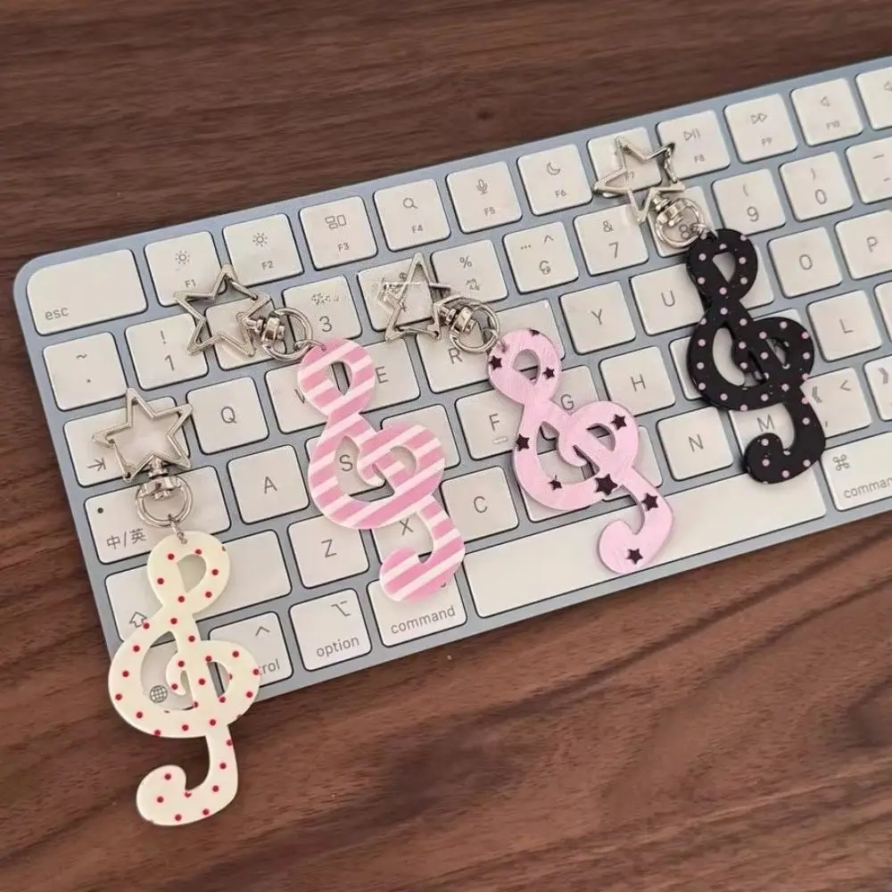 Modischer Cartoon-Acryl-Schlüsselanhänger in Form einer süßen Musiknote, Kawaii INS Taschenanhänger