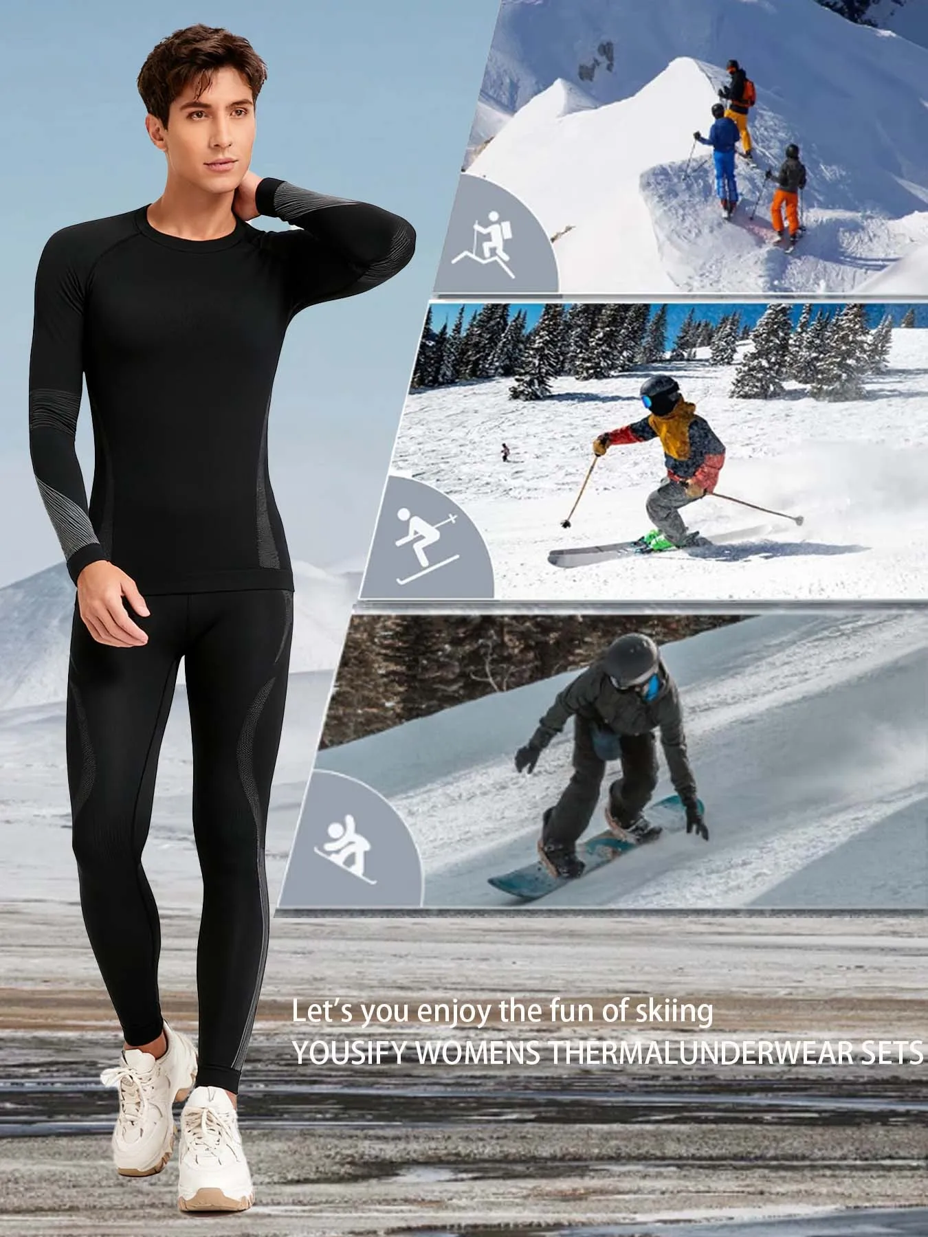 ملابس داخلية حرارية للرجال طقم جونز طويل للطقس البارد طبقة أساسية علوية وسفلية #6