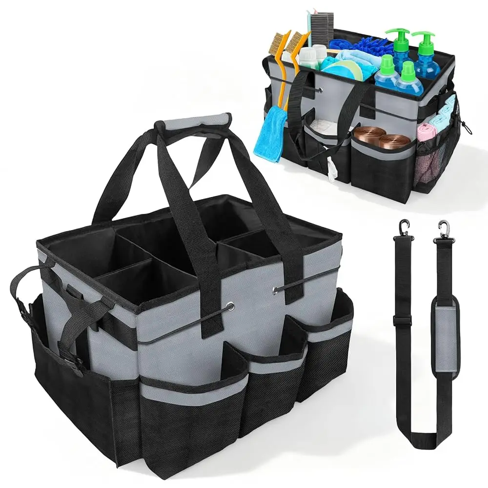 

Большая сумка-органайзер для уборки 15 x 10½ x 9 дюймов, сверхпрочная сумка-тоут для дома, для уборщиков и дворников, органайзер для уборки