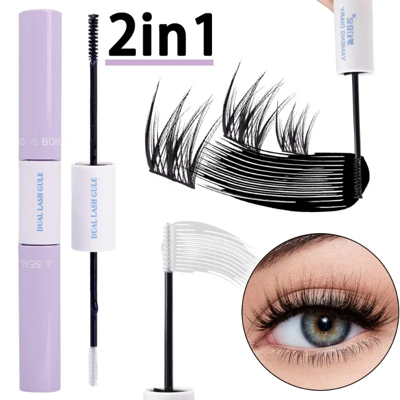 Waterproof Black Clear Eyelash Glue Mascara Double Head Lasting Bond Seal Eyelash Coating Raincoat Strong Hold Quick Dry Makeup