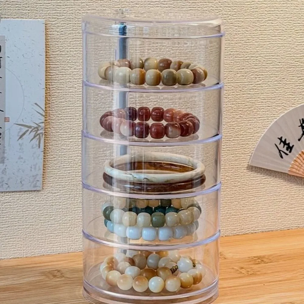 

Multi Layer Transparent Storage Box Bracelet Necklace Dust Proof Cosmetics Rotating Box Large Capacity Round Jewelry Holder Case