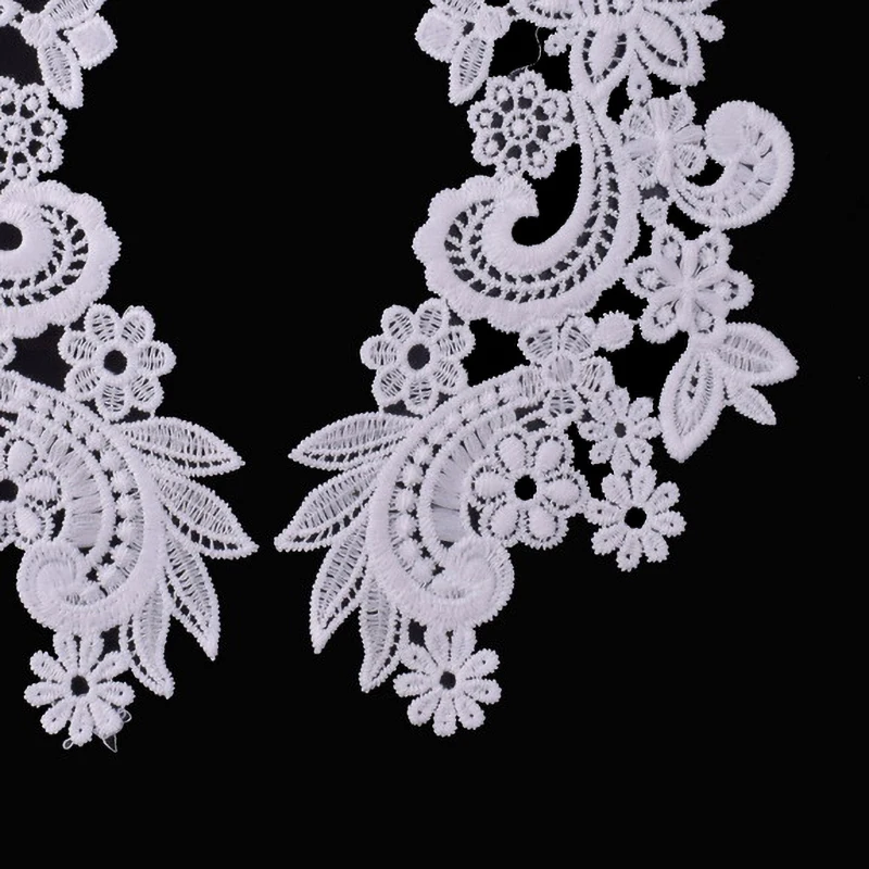 1 paar Stickerei Ausschnitt Kragen Applique Trim Nähen Weiß Spitze Stoff DIY frauen Mode Zubehör Scrapbooking BW056