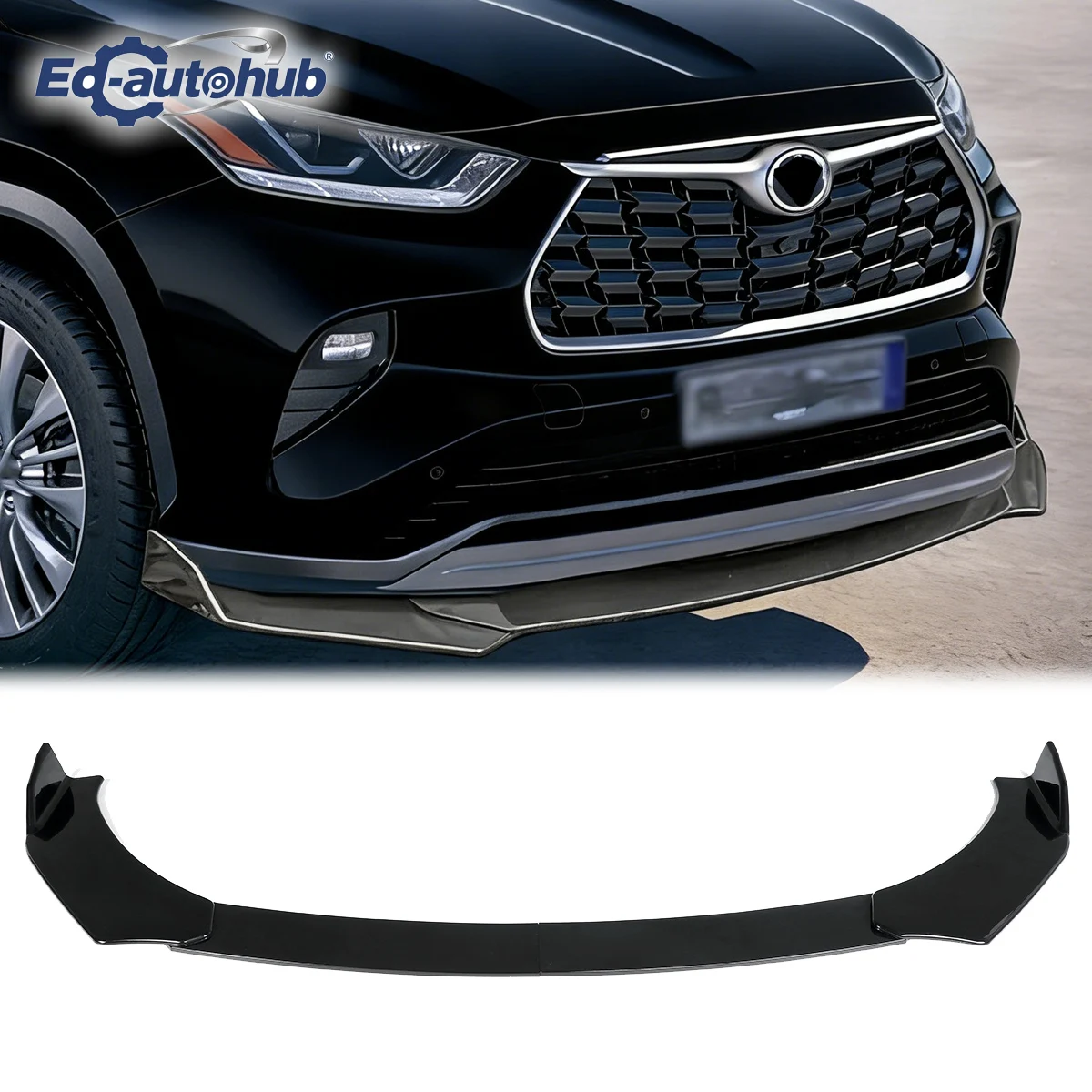 

Gloss Black Front Bumper Lip Spoiler Splitter for Toyota Highlander 2013-2026 Automobile Accessory