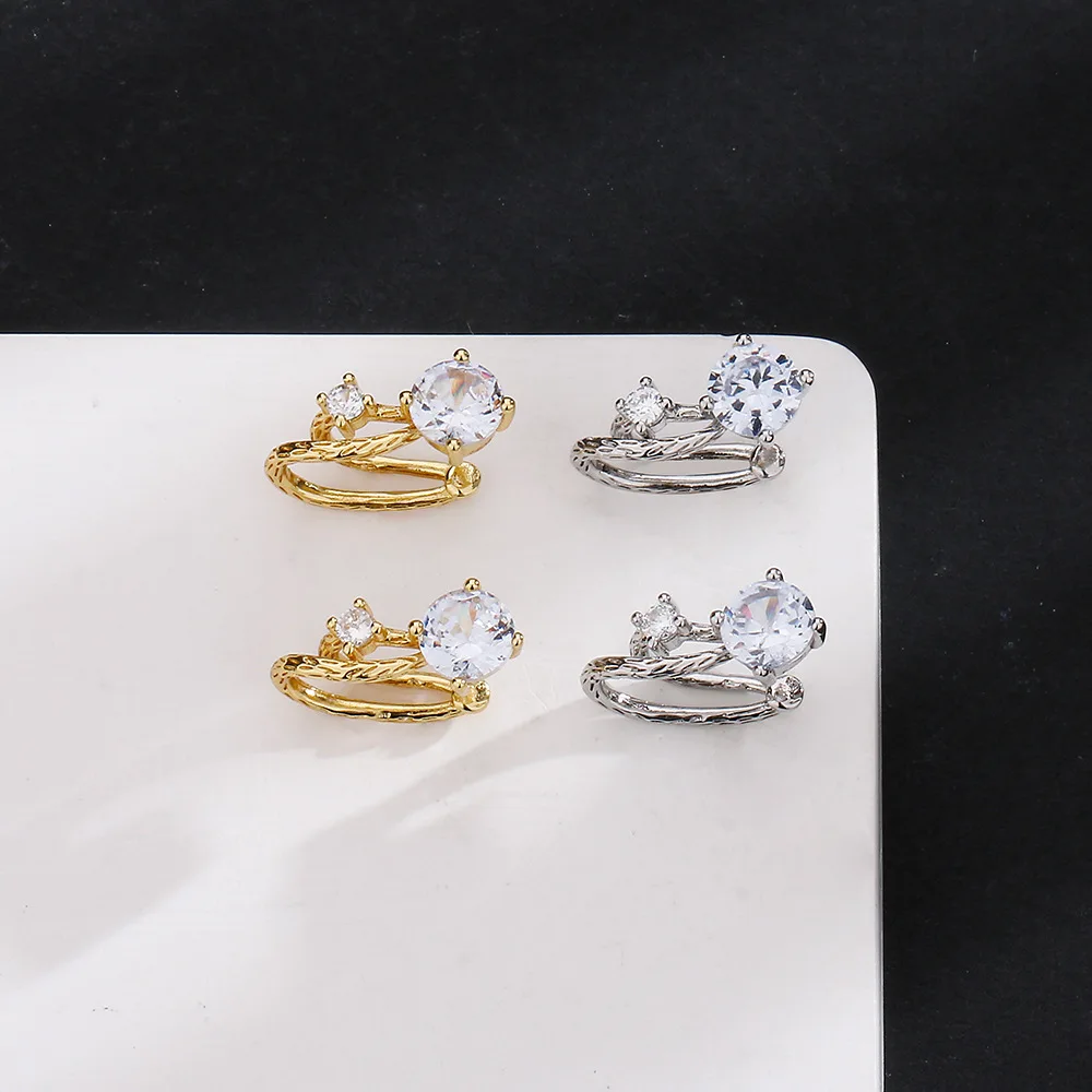 أقراط أذن للنساء ، كريستال أنيق ، بدون ثقب ، مشبك أذن Y2k ، اتجاه الحلزون المداري ، مجوهرات المصمم ، EF061 ، 1 #5