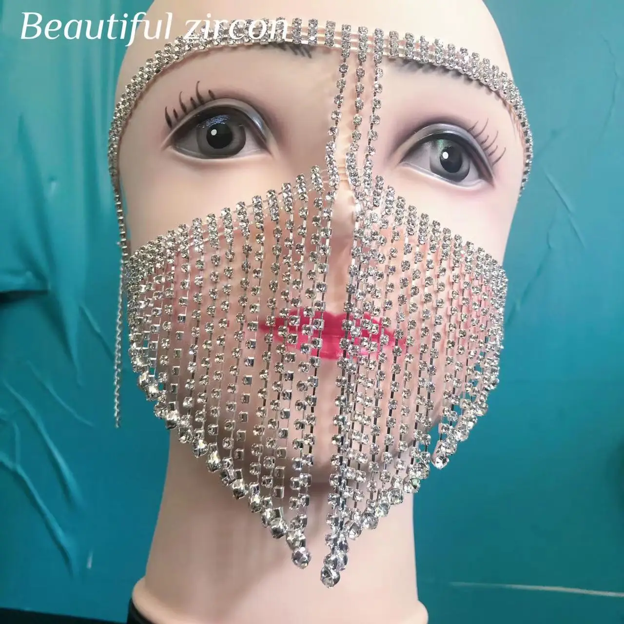 

2022 women's Handmade luxury Rhinestone Crystal Long tassel mask fashion sexy makeup ball face accessories Mask Halloween party