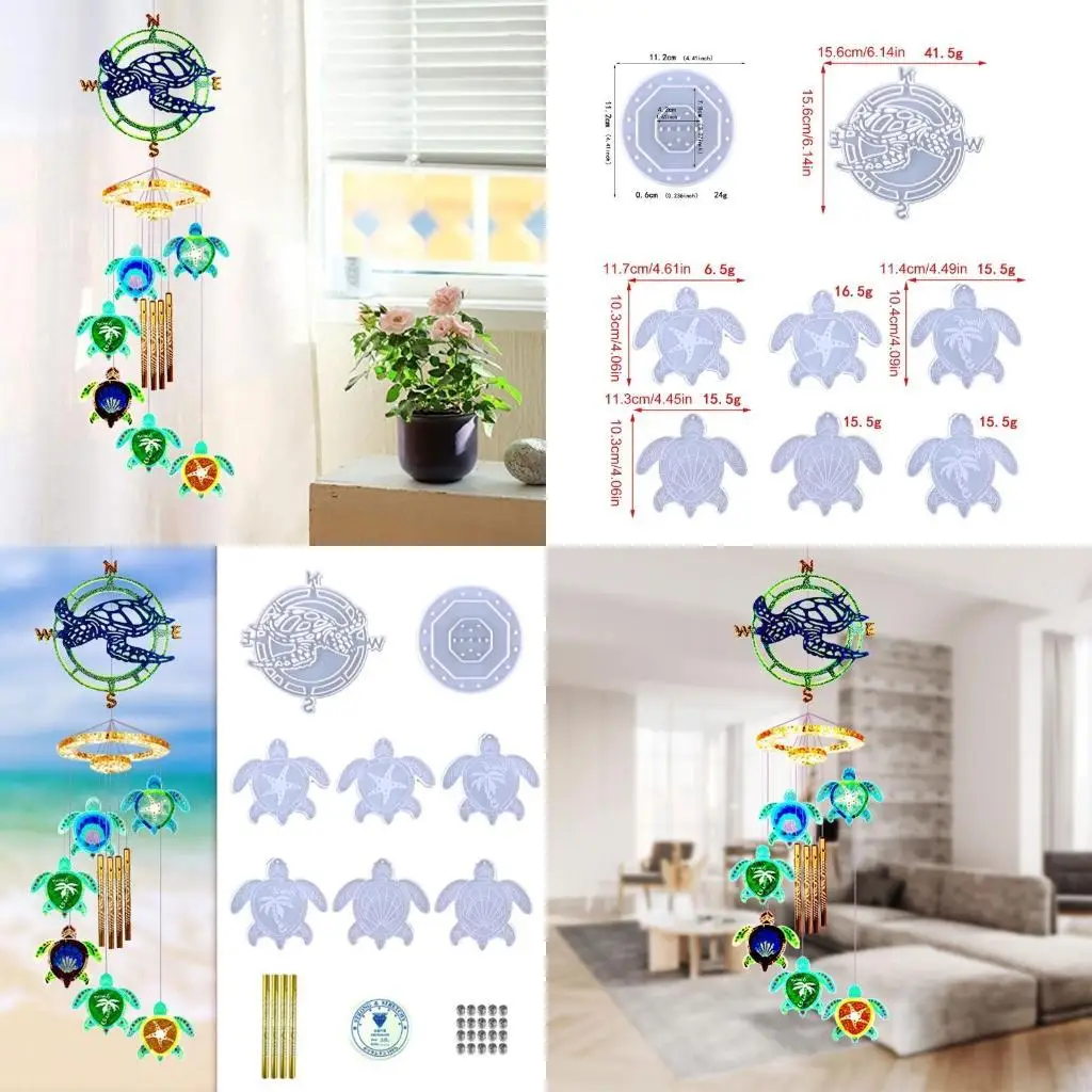 DIY Sea for Turtle Wall Hanging Wind Chime Silicone Epoxy Mold DIY Keychain Pendant Crafting Mold for Valentine Gift