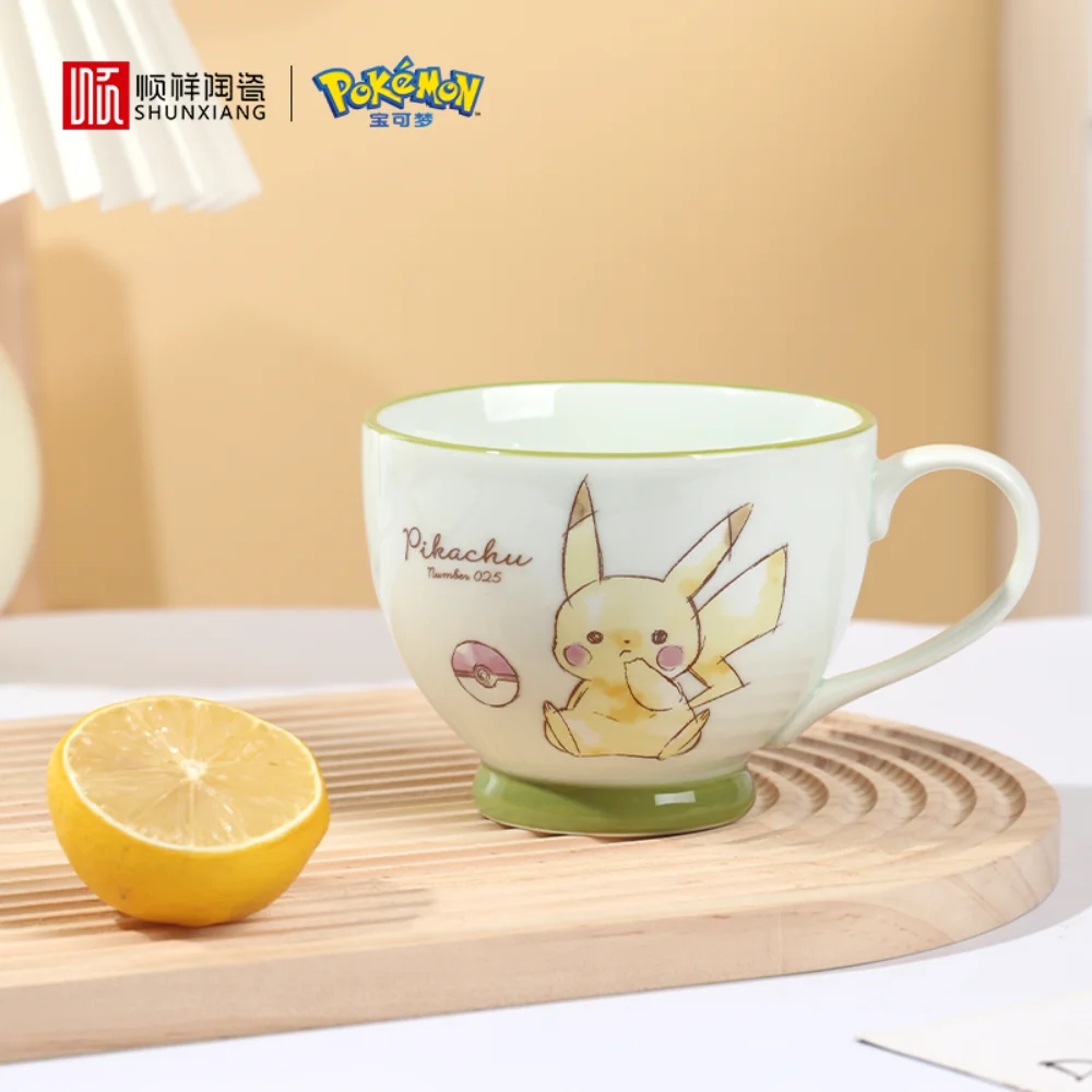 SHUNXIANG Pokémon Licensed Pikachu Ceramic Mug Cartoon Coffee Cup Breakfast Milk Cup Drink Tableware Kawaii Household Water Cup