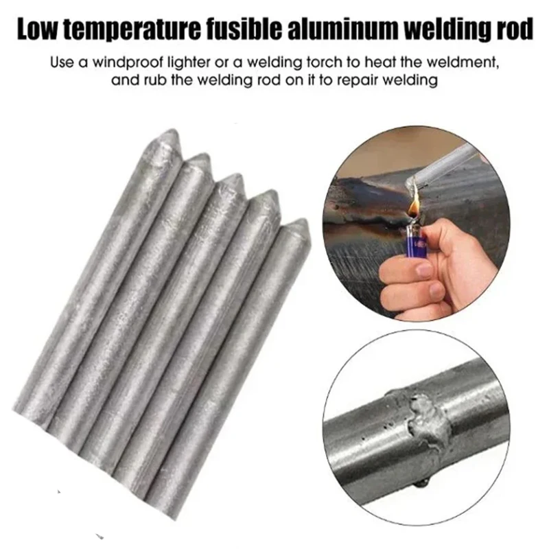 10Pcs Low Temperature Welding Rods Universal Wire Rod Easy Universal Copper Aluminum Core Welding Rod for Repairing Holes Solder