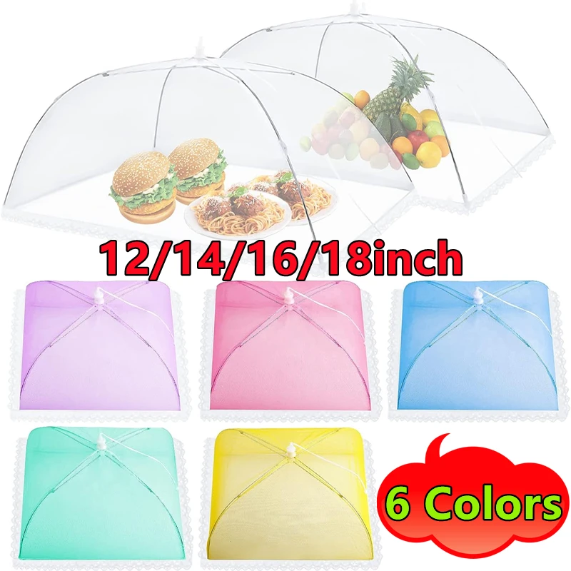 New 12/14/16/18inch Foldable Food Mesh Cover Fly Anti Mosquito Pop-Up Food Cover Umbrella Meal Vegetable Fruit Breathable Cover