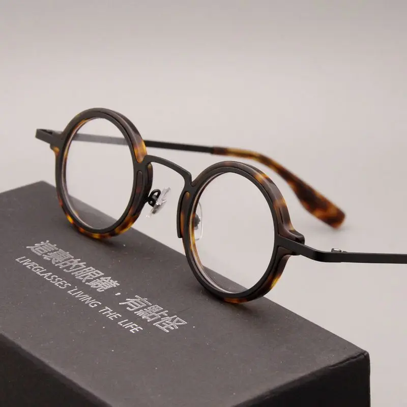 

Handmade Vintage round Metal Frame Glasses ex Small Frame Bla Yellow Quali Trendy Home Bulk Casual Sle Optical Glasses