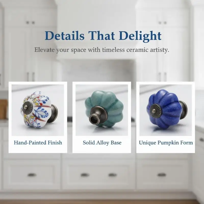 »Hand-Painted Ceramic Cabinet Handle 1Pcs Single Hole Non-Slip Drawer Knob for Bathroom Cupboard Closet Furniture Upgrade