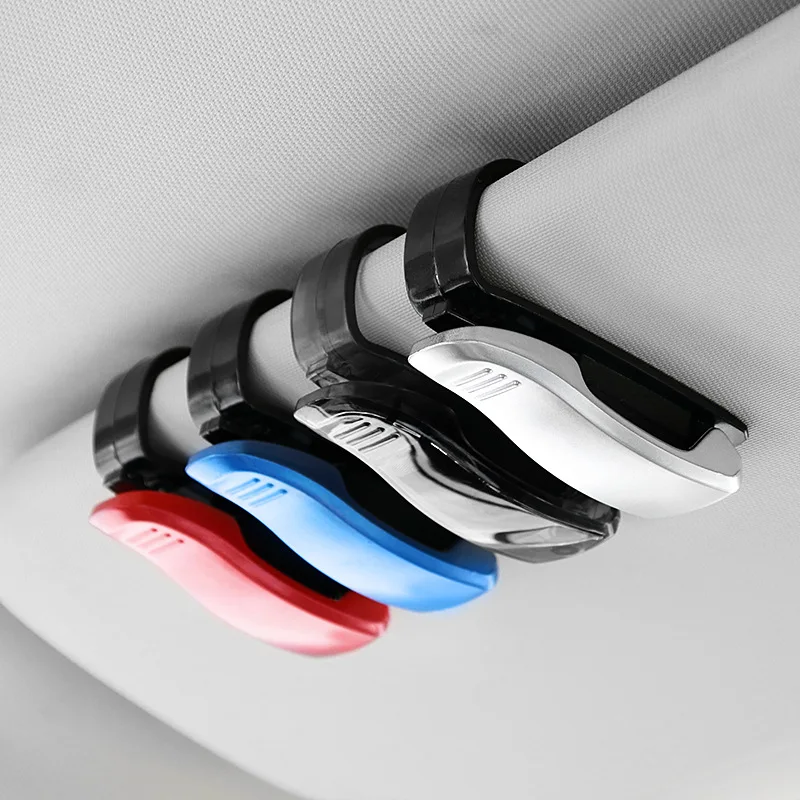 

Solid Colour Simple Car Glasses Clip Multifunctional Car Sunglasses Holder Document Ticket Holder Car Interior Accessory