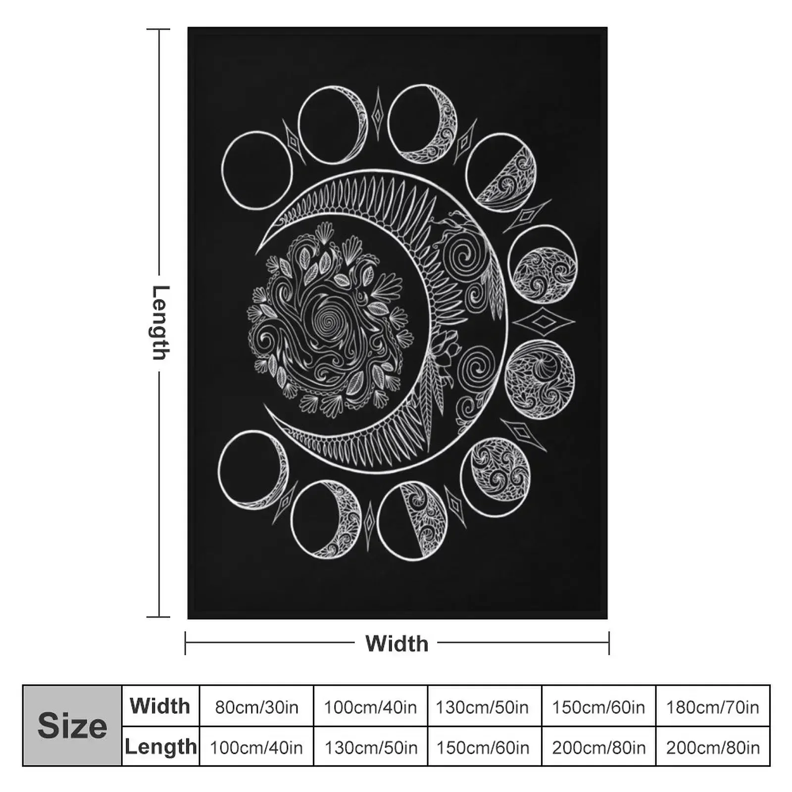Moon Phases at Midnight Throw Blanket couch cozy soft plush fuzzy picnic outdoor blanket