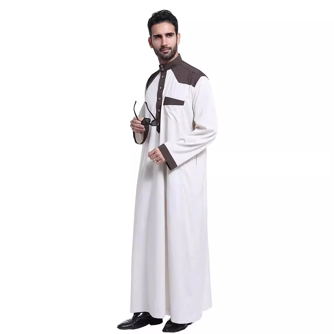 Muslim Men Thobe Jubba Eid Ramadan Traditional Dishdasha Thoub Islam Abaya Dress Long Robe Thawb Dubai Saudi Clothes Middle East