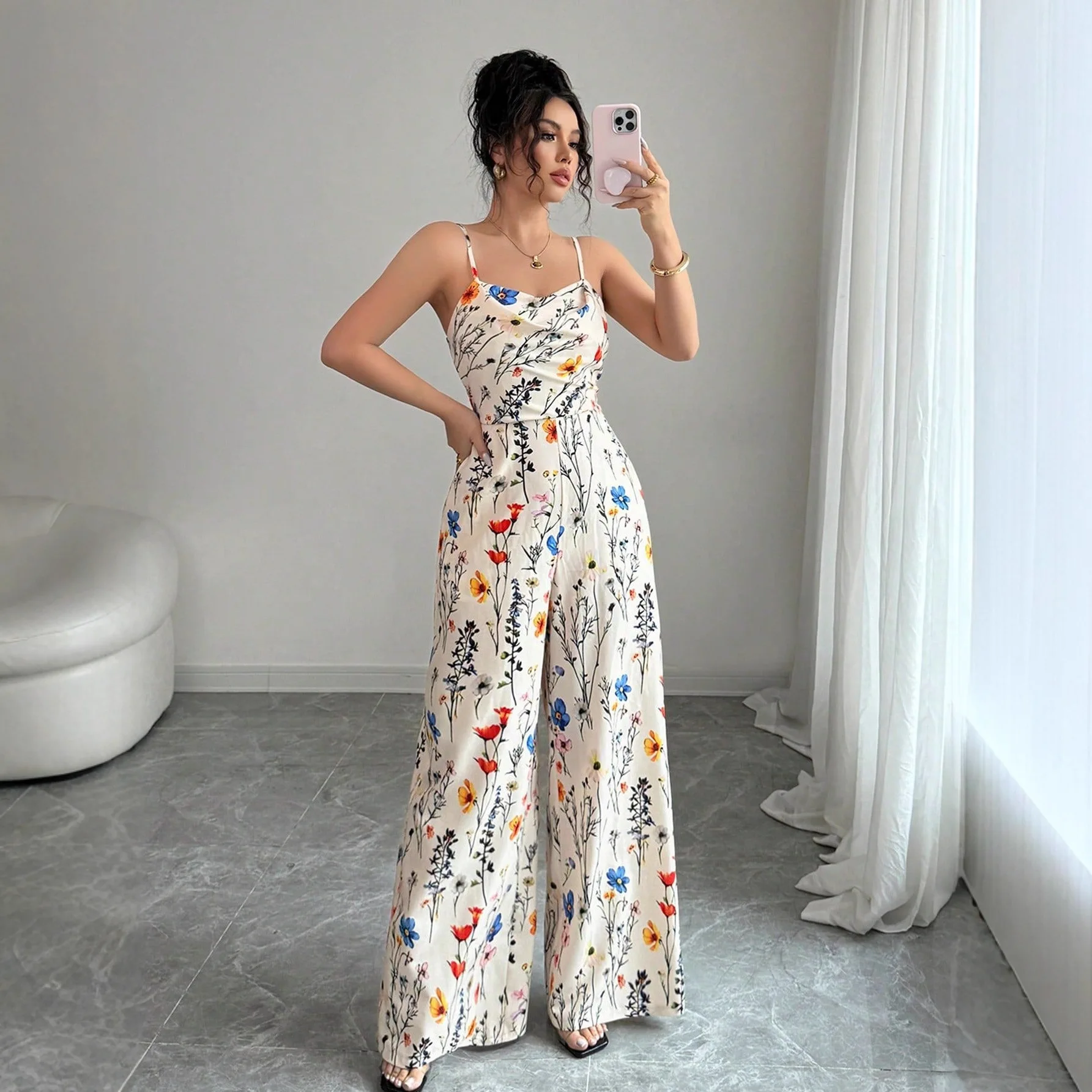 New Style Sexy Floral Slim-fit Strapless Jumpsuit Evening Dresses Prom Robe Maxi