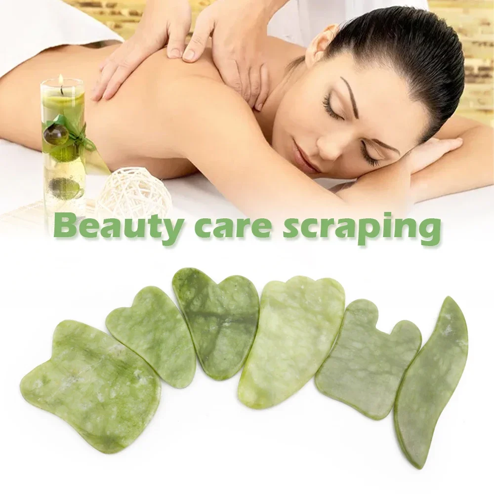 Natural Jade Gua Sha Scraper Facial Massager Tool Guasha Massage Board Face Lift Slim Gouache Scraper Scraping Plate Skin Care