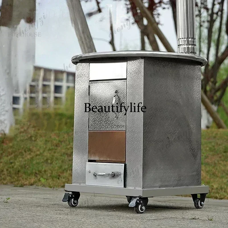 Portable Wood Burning Fire Pit Stove Heater Stainless Steel Outdoor Camping Hiking Patio Backyard Mobile Compact Fire Pits Small